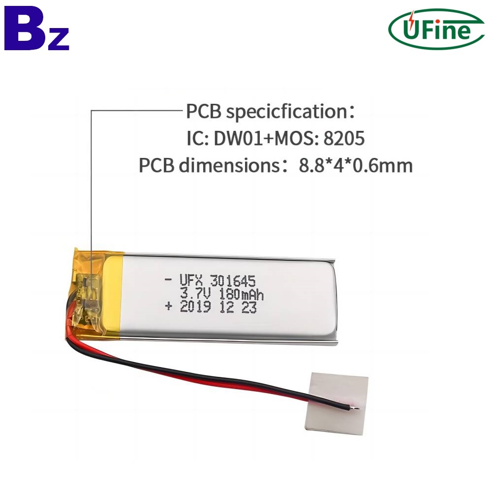 공장 사용자 정의 3.7V 180mAh 배터리