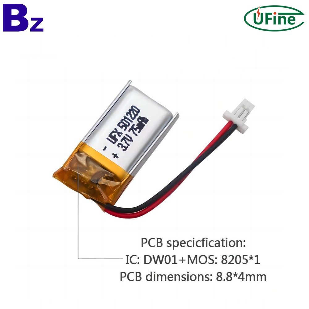 501220 3.7V 75mAh 리튬 폴리머 배터리