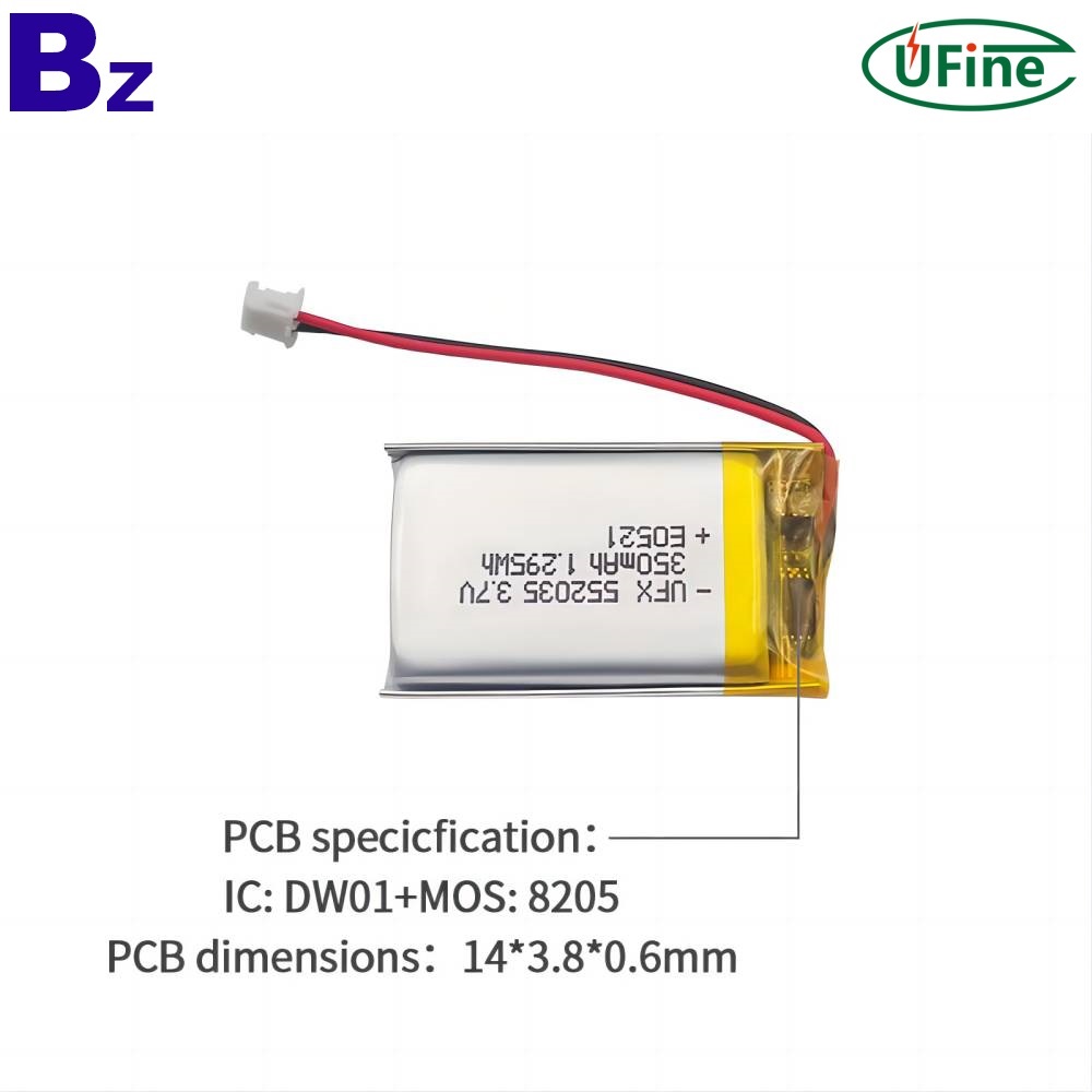 리튬 이온 폴리머 셀 공장 맞춤형 3.7V 350mAh 배터리