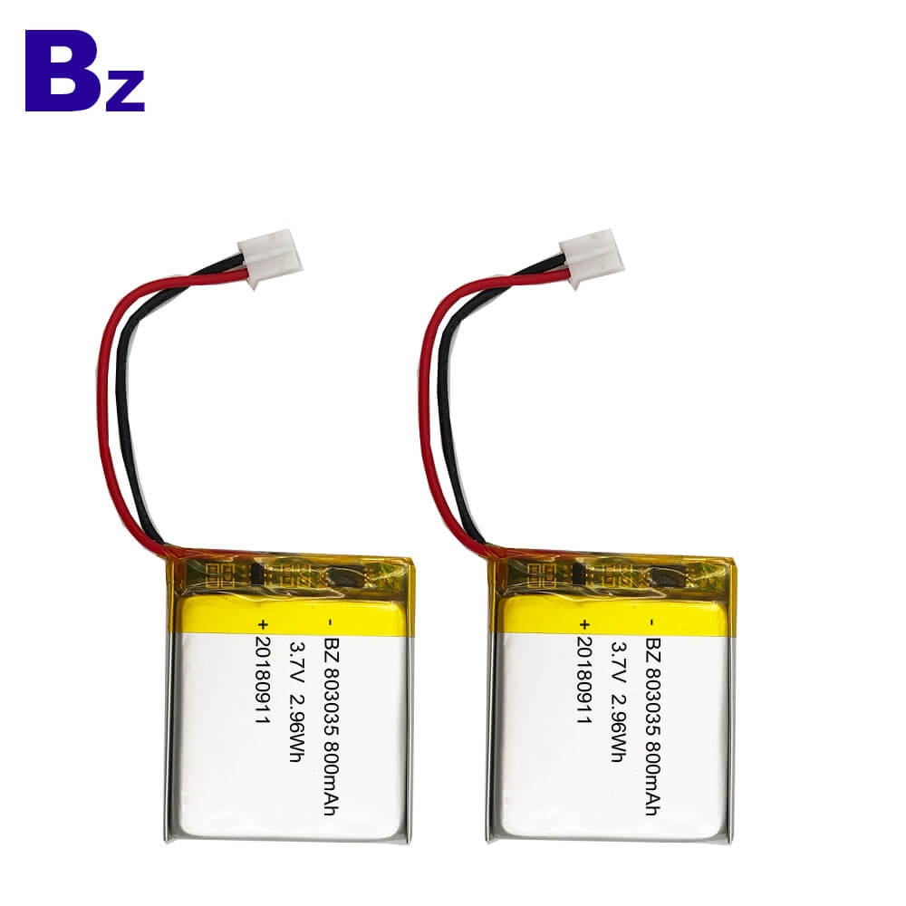 803035 800mAh 3.7V Lipo 배터리